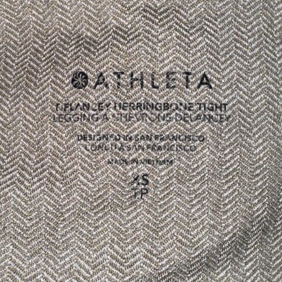 Athleta Delancy Herringbone Tight Women's Size XS Brown Mid Rise Back Pockets - Picture 4 of 5